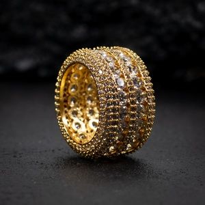 Iced Yellow Gold Mens Pointer Cz Plated Hip Hop Statement Fashion Pinky Ring